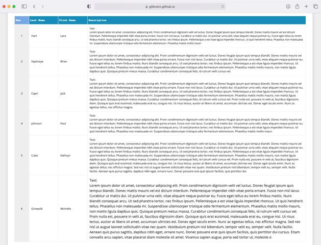 input: html table