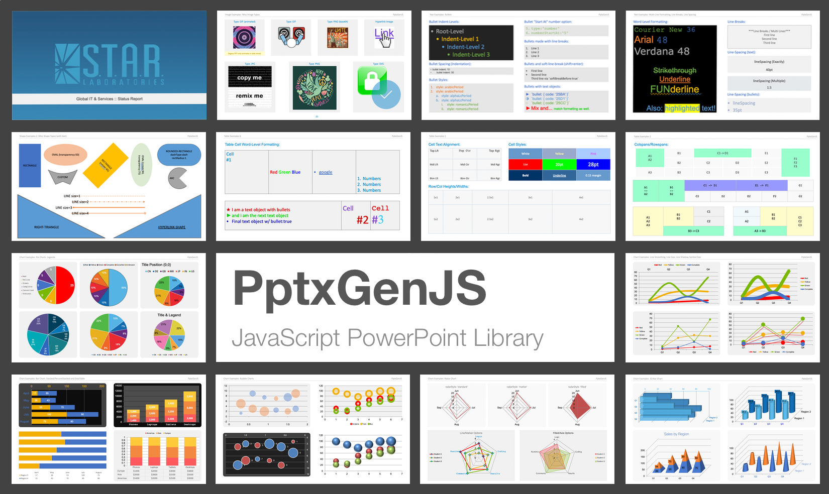 PptxGenJS PowerPoint Demo Slides